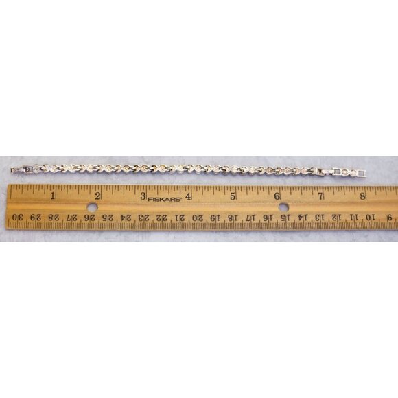 8 Inch, Colorful Rhinestone Silver and Blue Art Deco Bracelet by Avon - CS1 - Picture 3 of 3